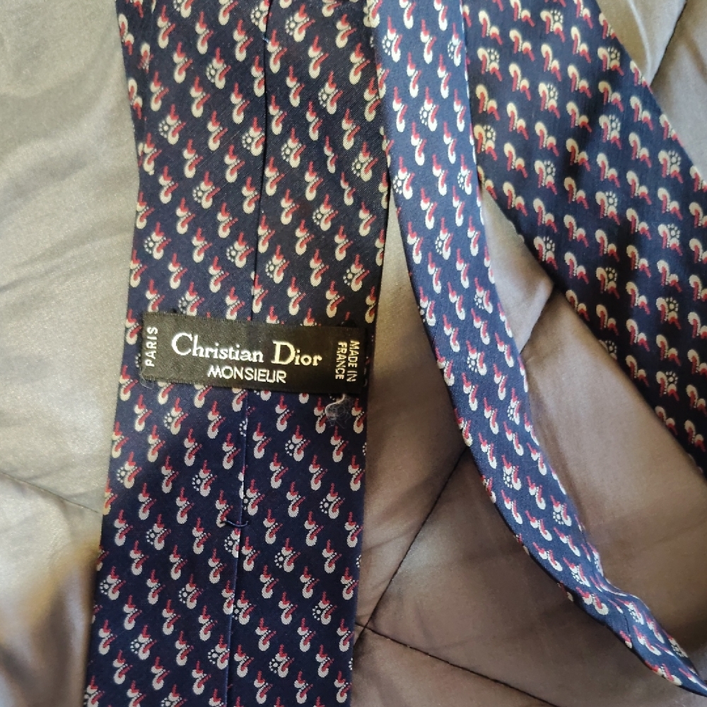 Dior Navy and Red Patterned Tie